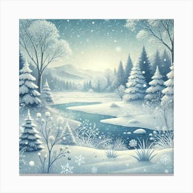 Winter Wonderland Forest Printed Art A Serene Illustration Of A Snowy Winter Forest, Perfect For Bringing The Tranquility And Beauty Of The Winter Season To Any Space Printed Art Canvas Print