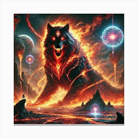 Yang Fire Wolf Elemental Guardian Canvas Print