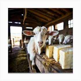 Goats In A Barn 5 Canvas Print