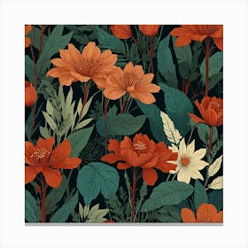 Floral Seamless Pattern Canvas Print