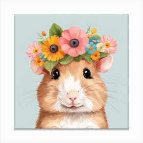 Floral Baby Hamster Nursery Illustration (48) Canvas Print