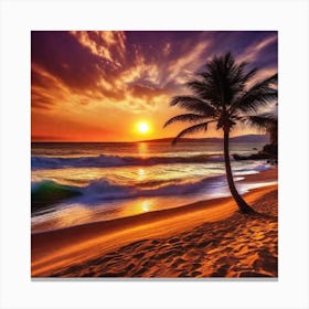 Sunset On The Beach 345 Canvas Print