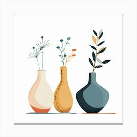 Three Vases With Flowers 3 Canvas Print