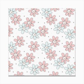 Snowman Flowers Canvas Print