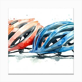 Watercolor Bicycle Helmets 3 Canvas Print