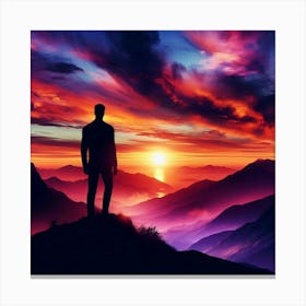 Silhouette Of A Businessman At Sunset Canvas Print