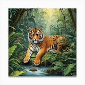 Tiger In The Jungle 26 Art Print 0 Canvas Print