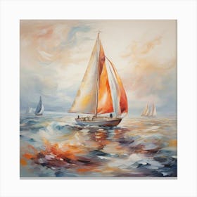 Sailboat on Sea, Abstract art 1 Canvas Print