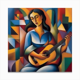 Abstract Woman With A Guitar Canvas Print