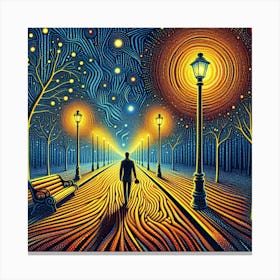 A man walks on path 1 Canvas Print