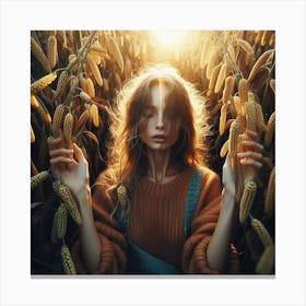 Portrait Of A Girl In A Field Canvas Print