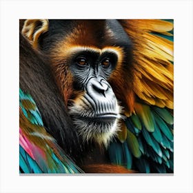 Monkey With Colorful Feathers Canvas Print