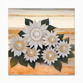 White Sunflowers Canvas Print