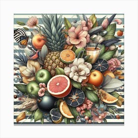 Tropical Fruits And Flowers Canvas Print