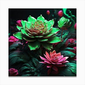 Neon Bloom Green Art Print 3 Canvas Print