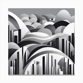 Cityscape, monochromatic vector art Canvas Print