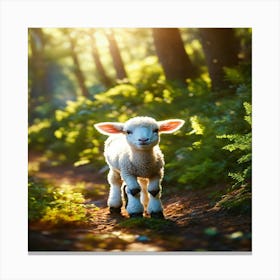 Lamb In The Woods Canvas Print