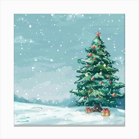 Christmas Tree In The Snow 1 Canvas Print