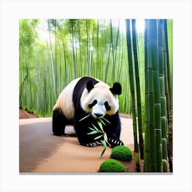 Panda Bear In Bamboo Forest Photo 3 Canvas Print