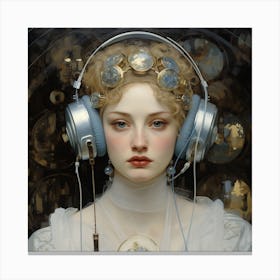 'The Girl With Headphones' Canvas Print