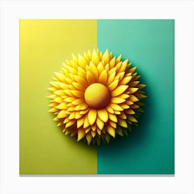 Sunflower On A fluorescent And Green Background Canvas Print