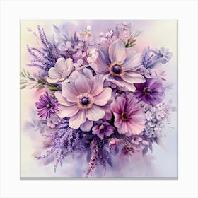 Lavender Bloom: Pastel Floral Art Print, Watercolor-Inspired Botanical Decor Canvas Print