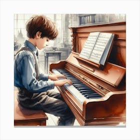 A boy playing a piano 1 Canvas Print