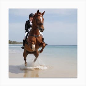 Horse Riding On The Beach Canvas Print