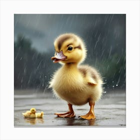 Duckling In The Rain 1 Canvas Print