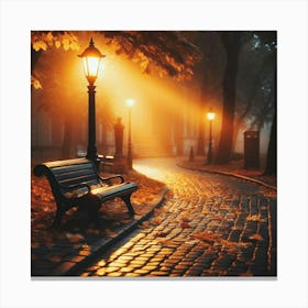 Park Bench At Night 3 Canvas Print