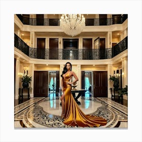 Golden Evening Gown Canvas Print