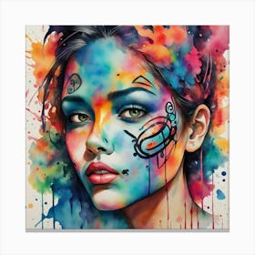 Girl With Paint On Her Face Canvas Print