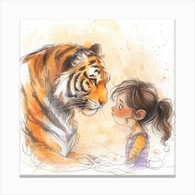 Little Girl And Tiger 1 Canvas Print