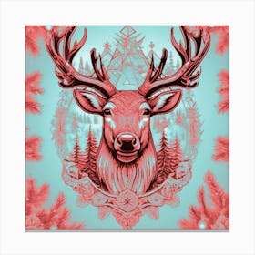 Red & Green Deer Canvas Print