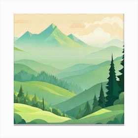 Misty mountains background in green tone 30 Canvas Print