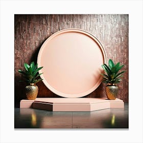 Pink Frame With Pineapples Canvas Print