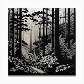 Forest black and white art Canvas Print