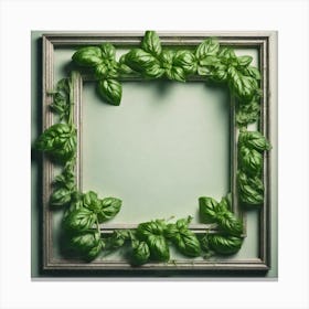 Frame With Basil Leaves 1 Canvas Print