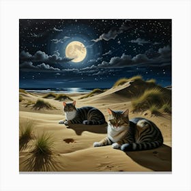 Two Cats In The Sand 1 Canvas Print