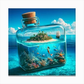 Mermaid In A Bottle 3 Canvas Print