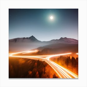 Light Trails In The Mountains Canvas Print