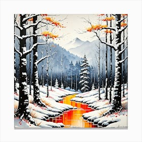 Stream In The Snow Canvas Print