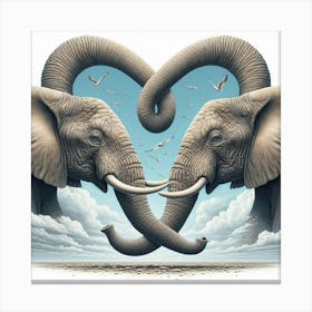 Elephants In Love 4 Canvas Print