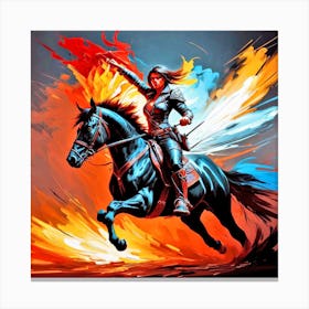 Woman Riding A Horse 3 Canvas Print