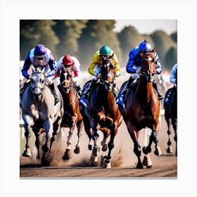 Jockeys Racing Horses 15 Canvas Print