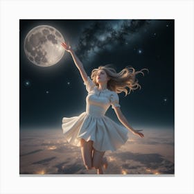 Girl Floating In Space Canvas Print