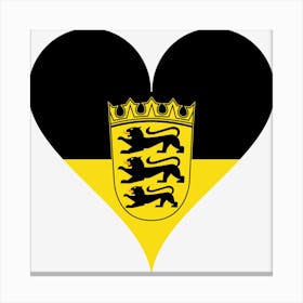 Flag National Flag Heart Love Baden Wuerttemberg Nature Coat Of Arms Lion Canvas Print