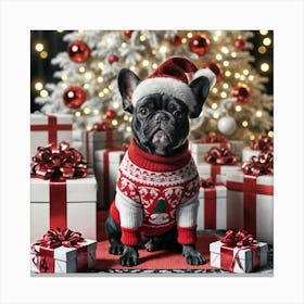 Christmas French Bulldog Canvas Print