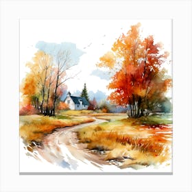 Watercolor Autumn Landscape 26 Canvas Print