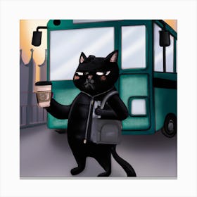 Cat late for work Canvas Print